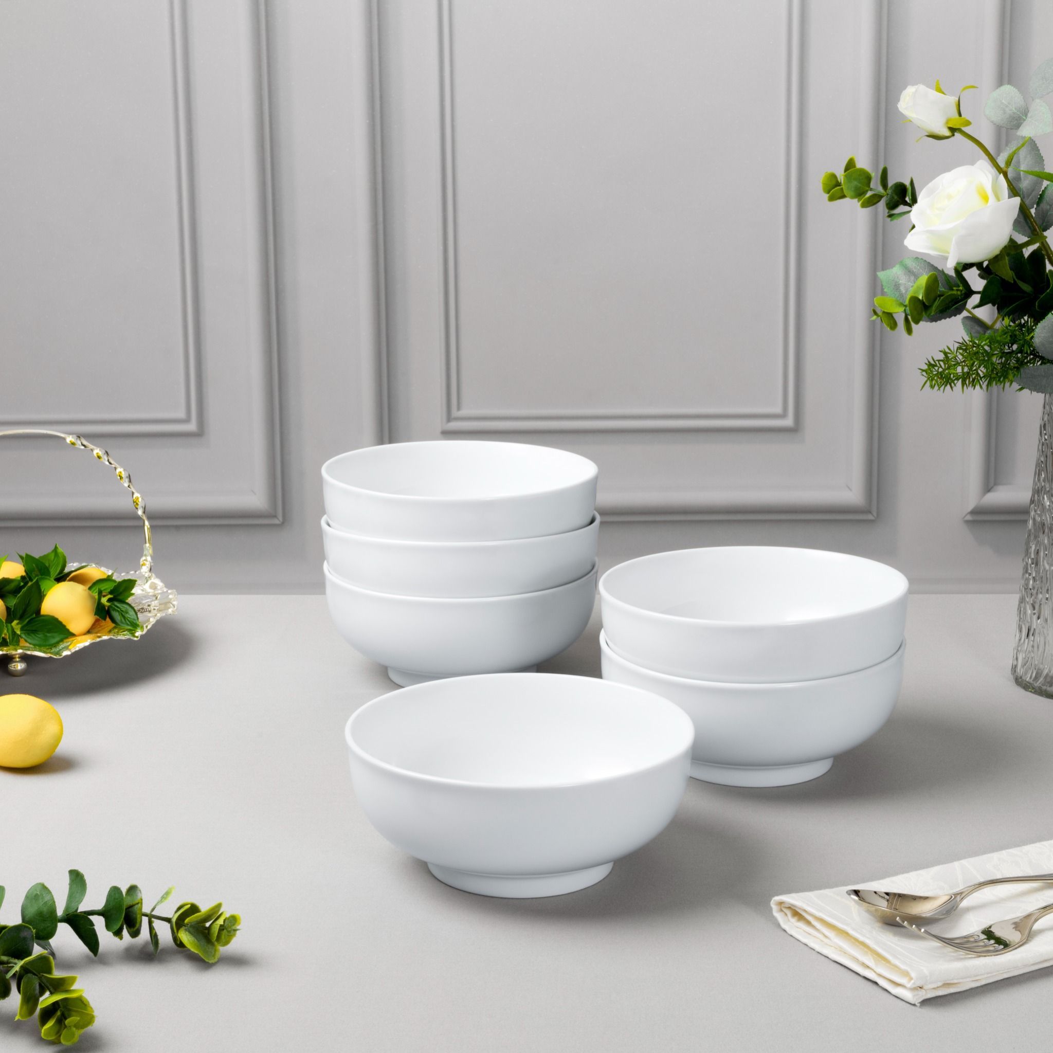 Bộ 06 bát mỳ (tô mỳ) 18,5cm dung tích 1.220ml sứ trắng | Noritake Art Stage 4257L - S91894