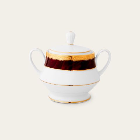  Bình (hũ) đường có nắp đậy dung tích 370ml sứ trắng | Noritake Majestic BURGUN M-166L - 91127 