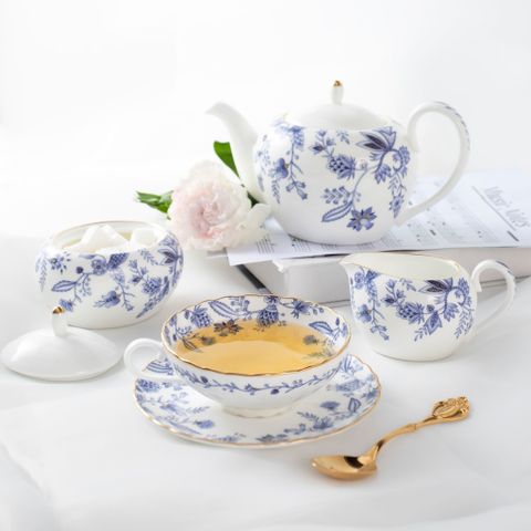  Bộ ấm chén uống trà (ấm nhỏ 520ml, chén 180ml) 15 món sứ xương | Noritake Blue Sorrentino 4562L - T017LS 