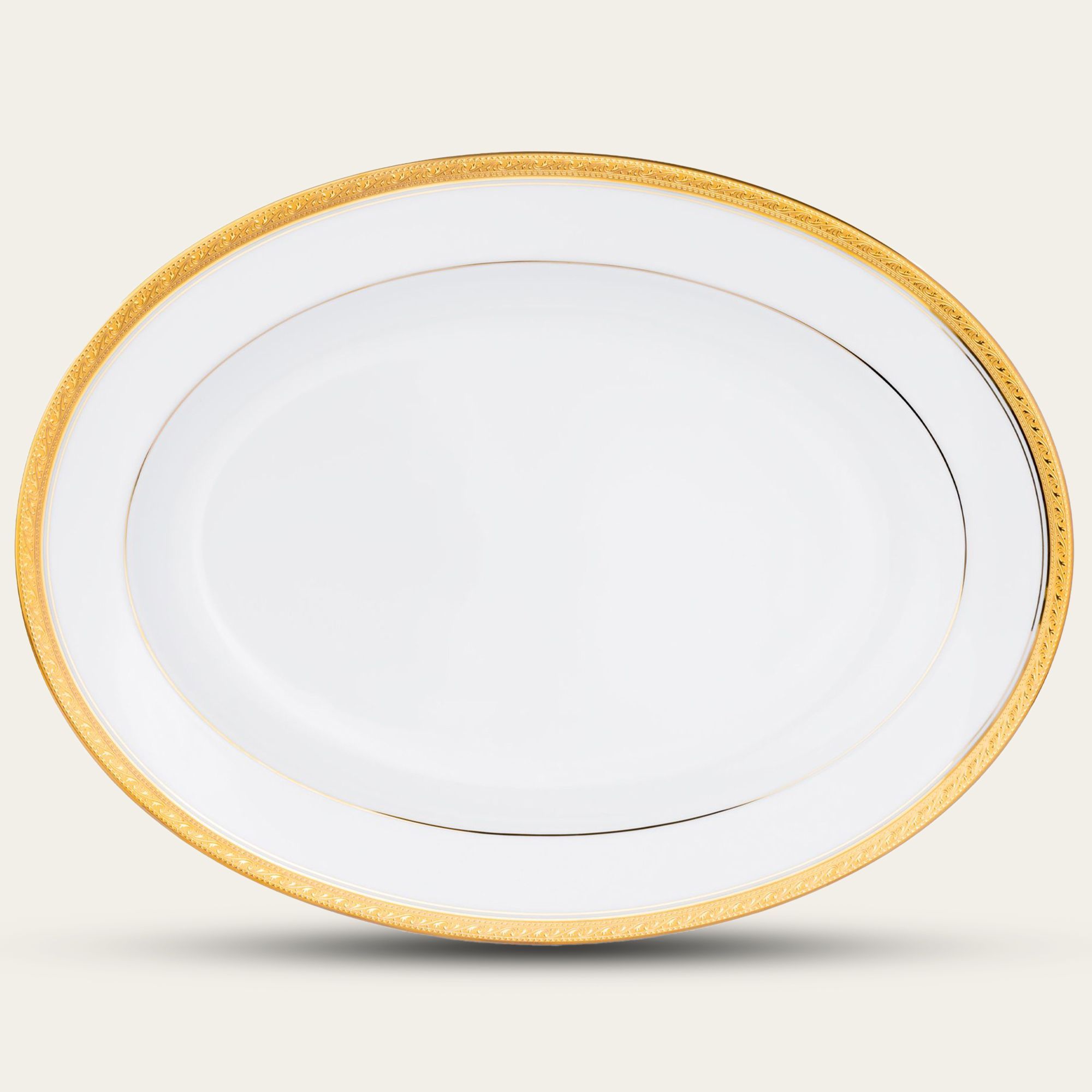 Đĩa Oval cỡ lớn (LG) dài 39,9cm sứ trắng | Noritake Crestwood Gold 4167L - 91343