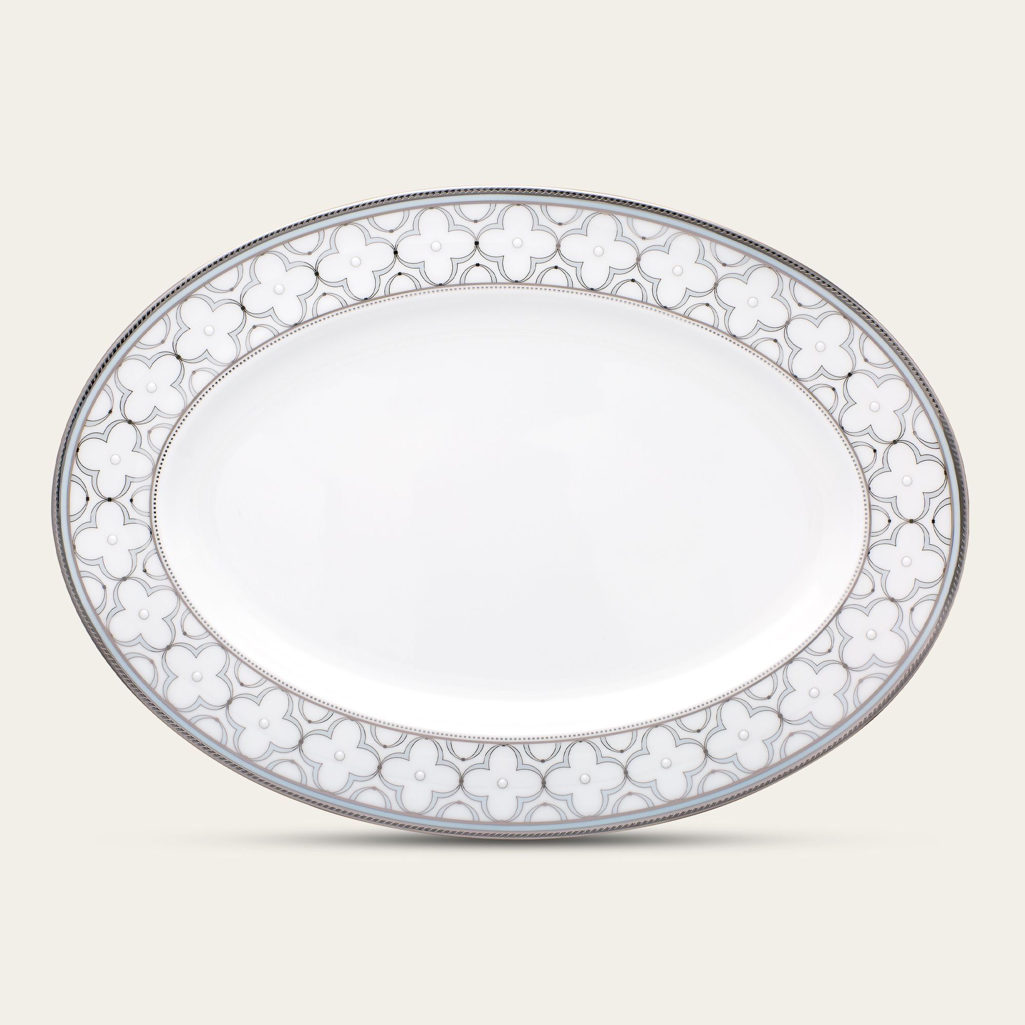 Đĩa Oval cỡ nhỏ (SM) dài 31,2cm sứ xương | Noritake Trefolio Platinum 4957L - 97245