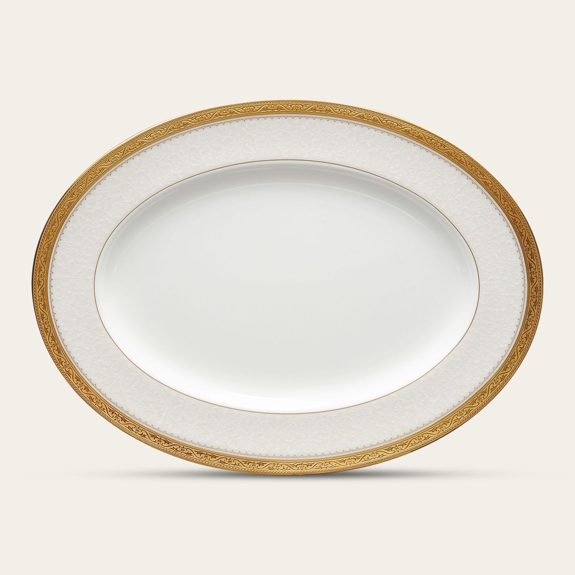 Đĩa Oval cỡ nhỏ (SM) dài 31,2cm sứ xương | Noritake Odessa Gold 4874L - 97245