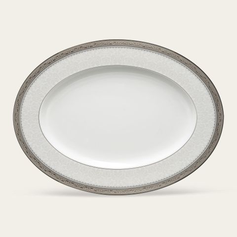  Đĩa Oval cỡ nhỏ (SM) dài 31,2cm sứ xương | Noritake Odessa Platinum 4875L - 97245 