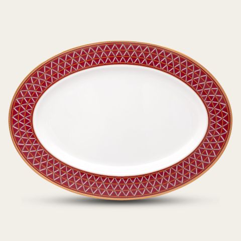  Đĩa Oval cỡ vừa (MD) dài 36,8cm sứ xương | Noritake Crochet 4966L - 97244 
