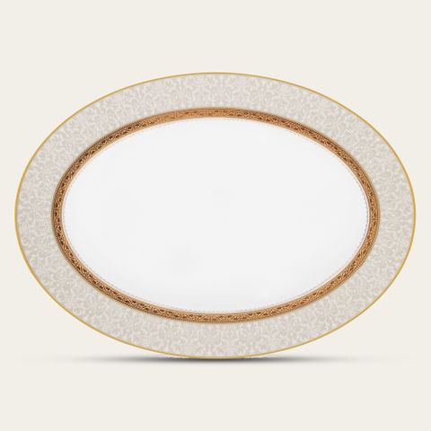  Đĩa Oval cỡ vừa (MD) dài 36,8cm sứ xương | Noritake Odessa Gold 4874-1L - 97244 