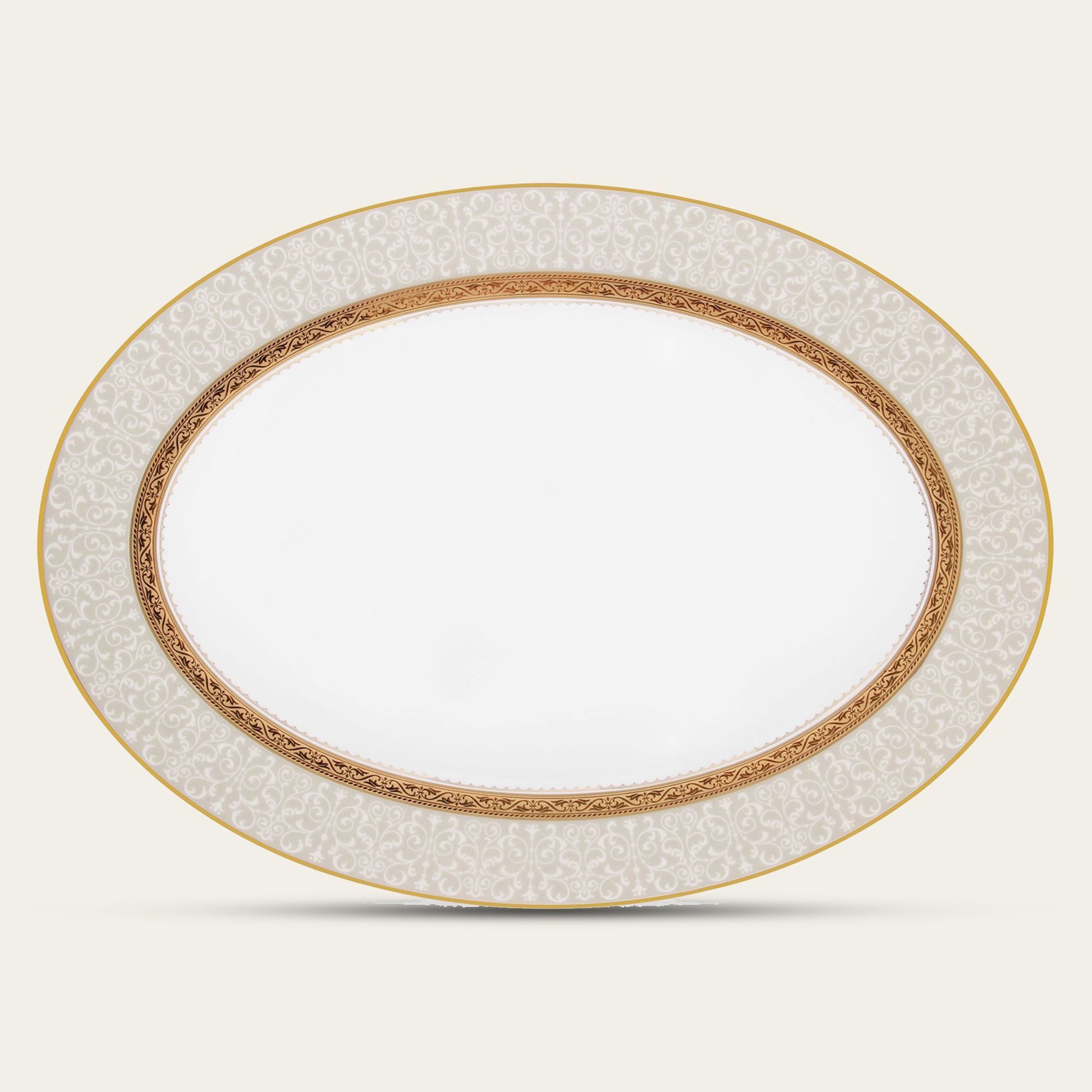 Đĩa Oval cỡ vừa (MD) dài 36,8cm sứ xương | Noritake Odessa Gold 4874-1L - 97244