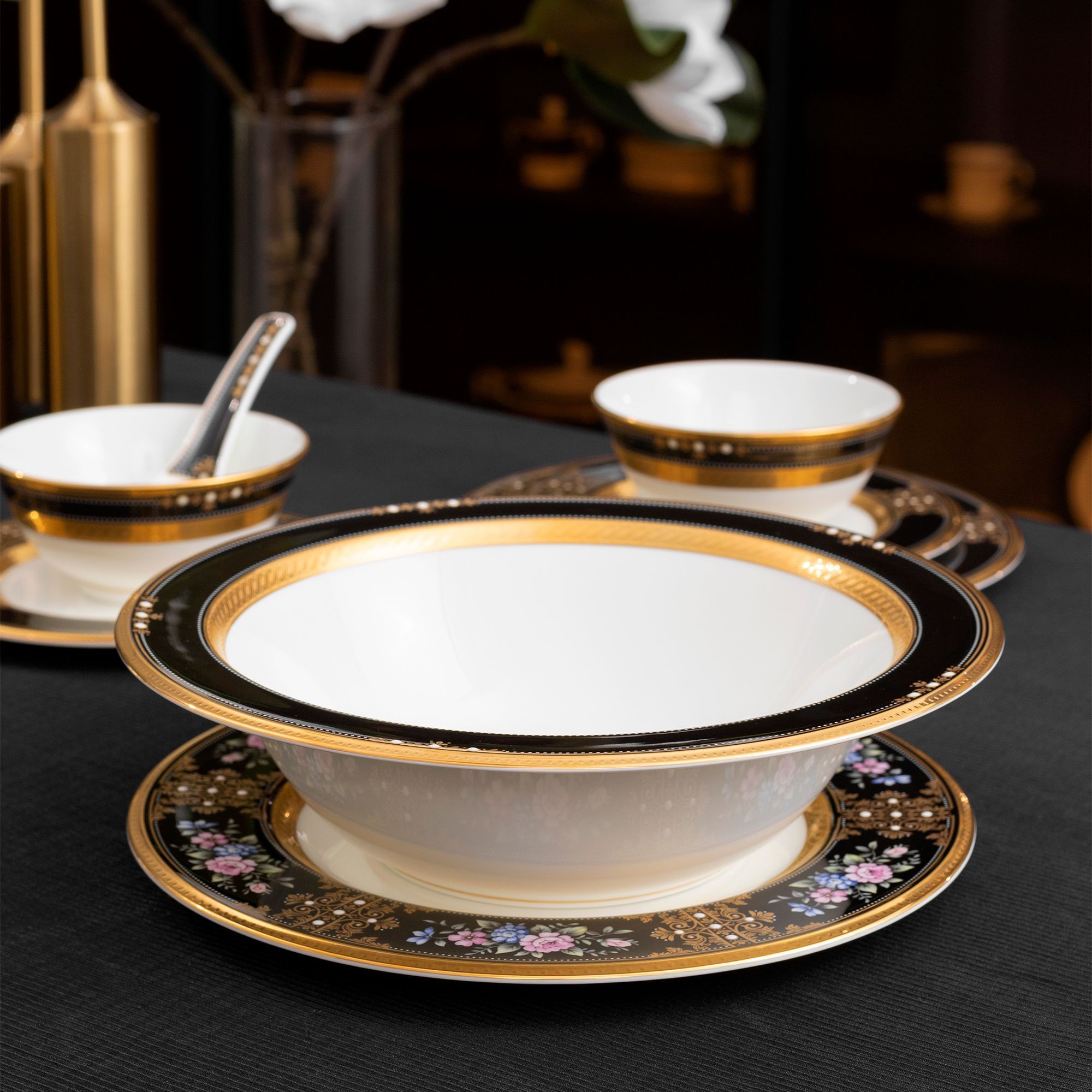 Bát canh (tô canh) tròn 24,6cm dung tích 1.100ml sứ xương Nhật Bản | Noritake Evening Majesty 4818J - 59508