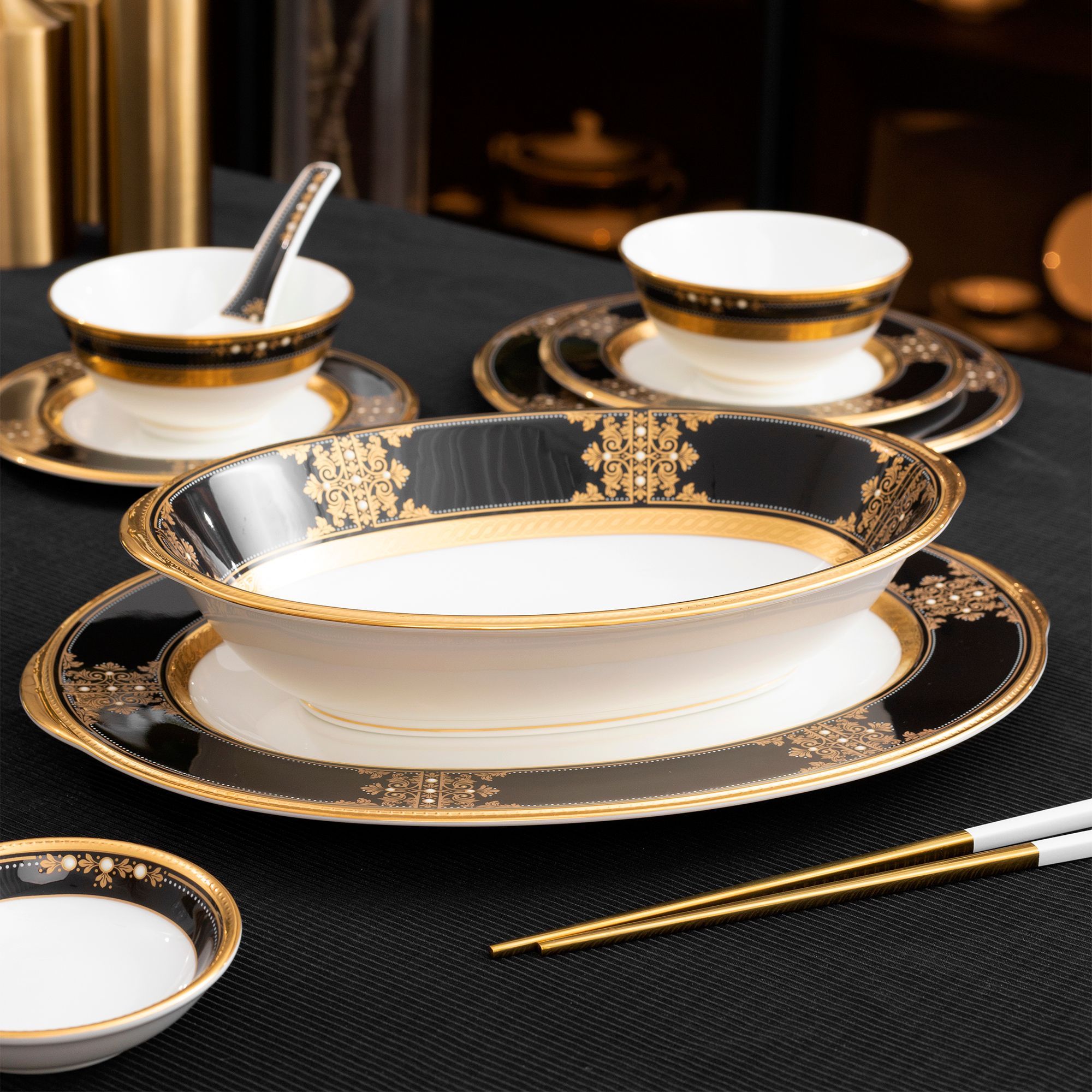 Bát canh (tô canh) Oval dài 25,8cm dung tích 950ml sứ xương Nhật Bản | Noritake Evening Majesty 4818J - 59538