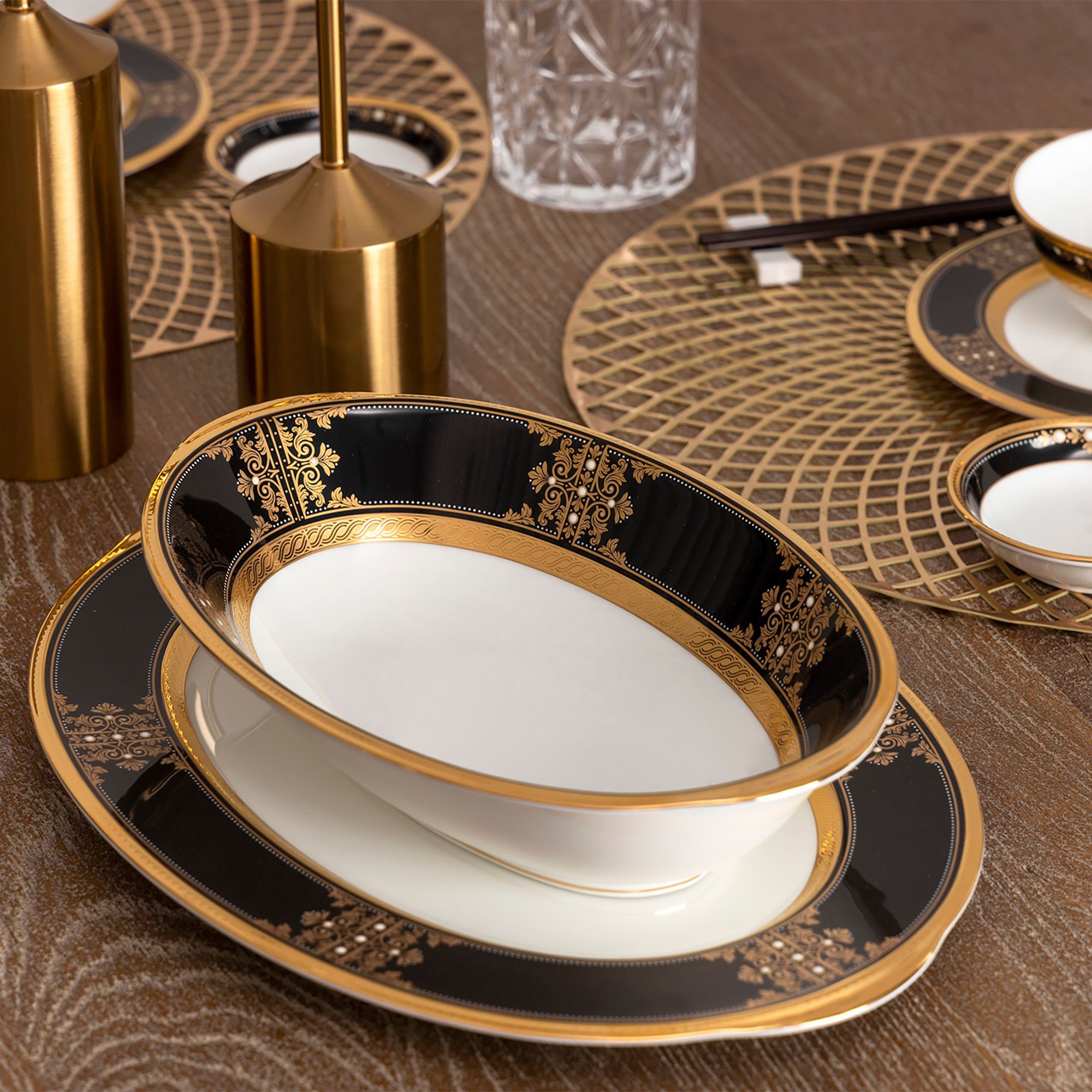 Bát canh (tô canh) Oval dài 25,8cm dung tích 950ml sứ xương Nhật Bản | Noritake Evening Majesty 4818J - 59538