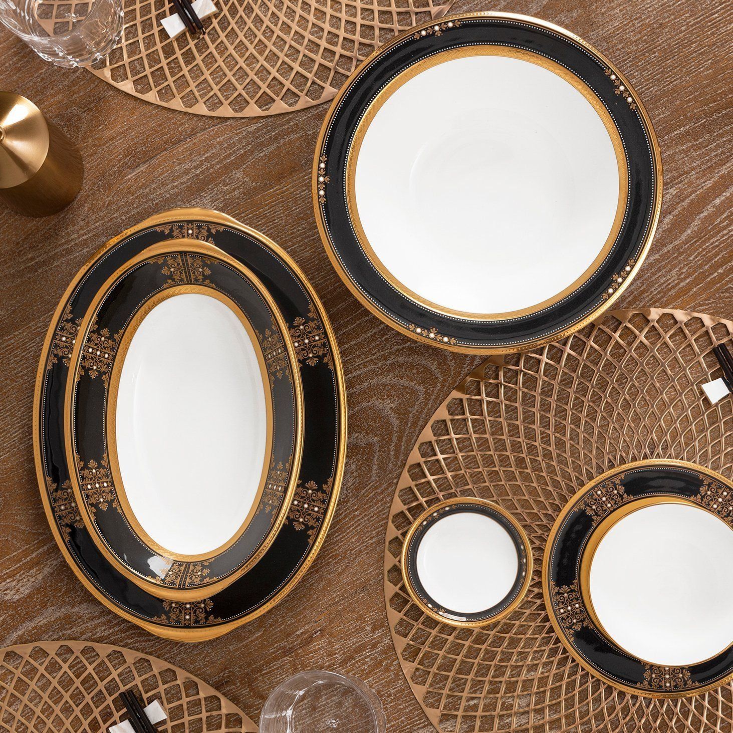 Đĩa Oval cỡ nhỏ (SM) dài 32cm sứ xương Nhật Bản | Noritake Evening Majesty 4818J - 59545