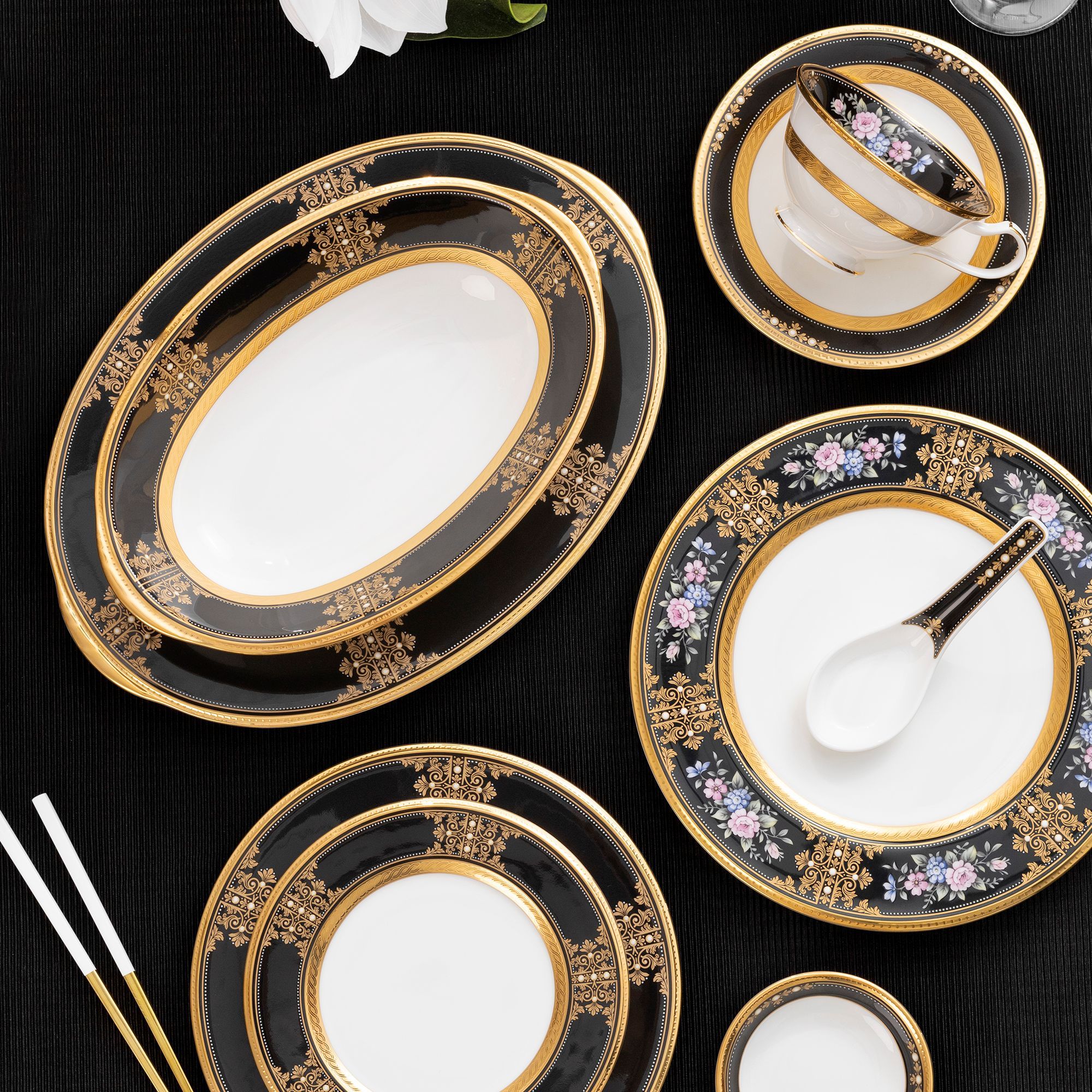 Đĩa Oval cỡ nhỏ (SM) dài 32cm sứ xương Nhật Bản | Noritake Evening Majesty 4818J - 59545