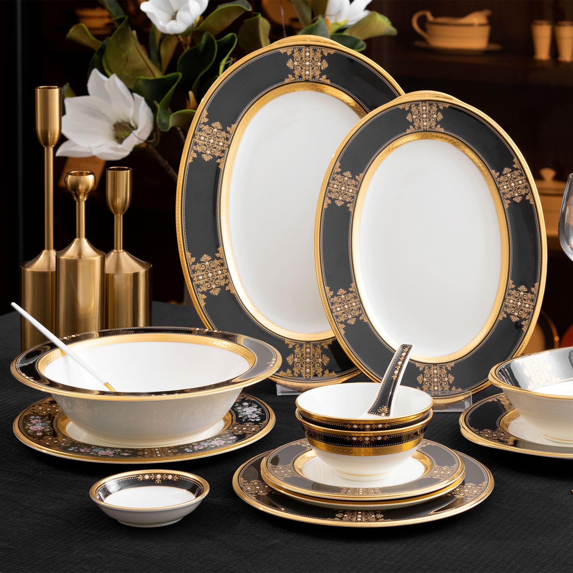 Đĩa Oval cỡ nhỏ (SM) dài 32cm sứ xương Nhật Bản | Noritake Evening Majesty 4818J - 59545