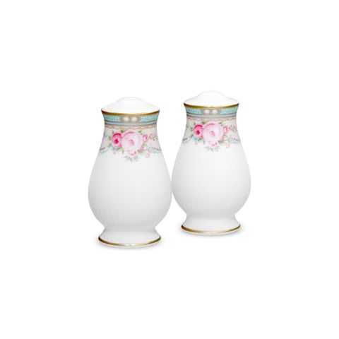  Bộ lọ đựng muối (4 lỗ) và lọ đựng tiêu (2 lỗ) cao 9,3cm sứ xương | Noritake Palace Rose 4863L - 972710 