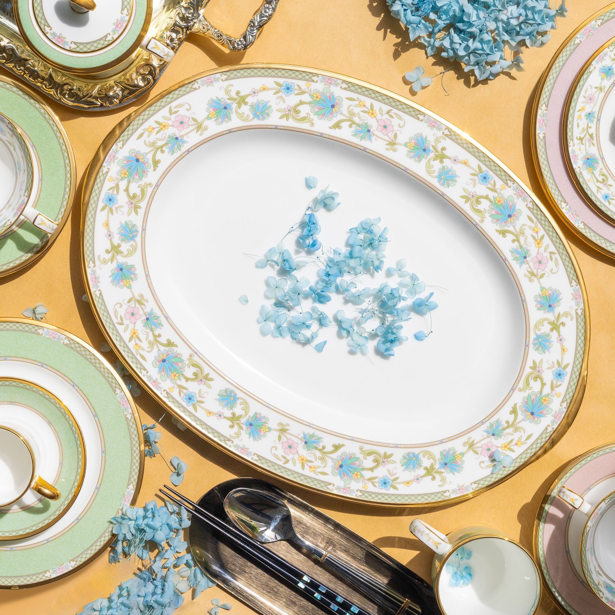 Đĩa Oval cỡ vừa (MD) dài 37,2cm sứ xương Nhật Bản | Noritake Yoshino 9983J - 59544