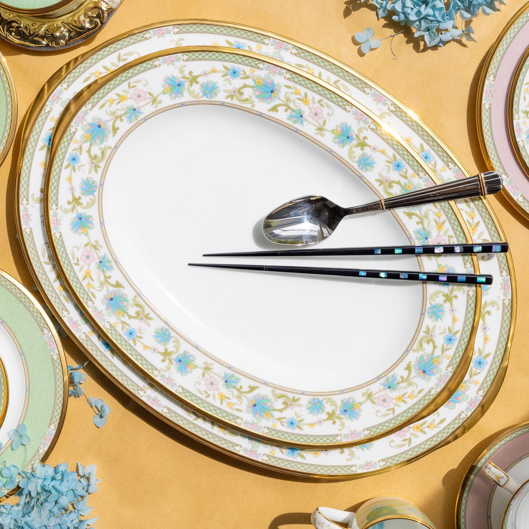 Đĩa Oval cỡ vừa (MD) dài 37,2cm sứ xương Nhật Bản | Noritake Yoshino 9983J - 59544