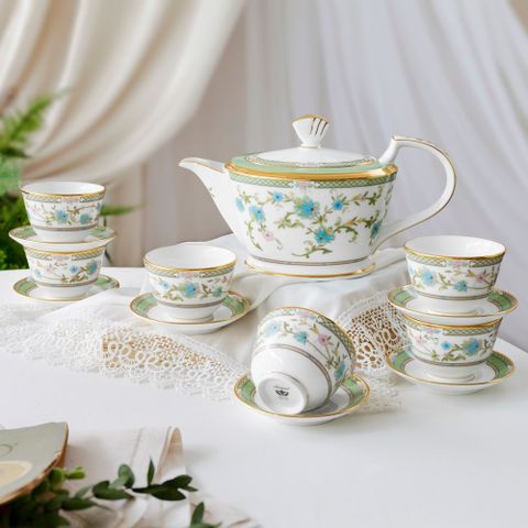  Bộ ấm chén trà châu Á (ấm 880ml, chén 140ml) 13 món sứ xương Nhật Bản | Noritake Yoshino 9983J - T014A 