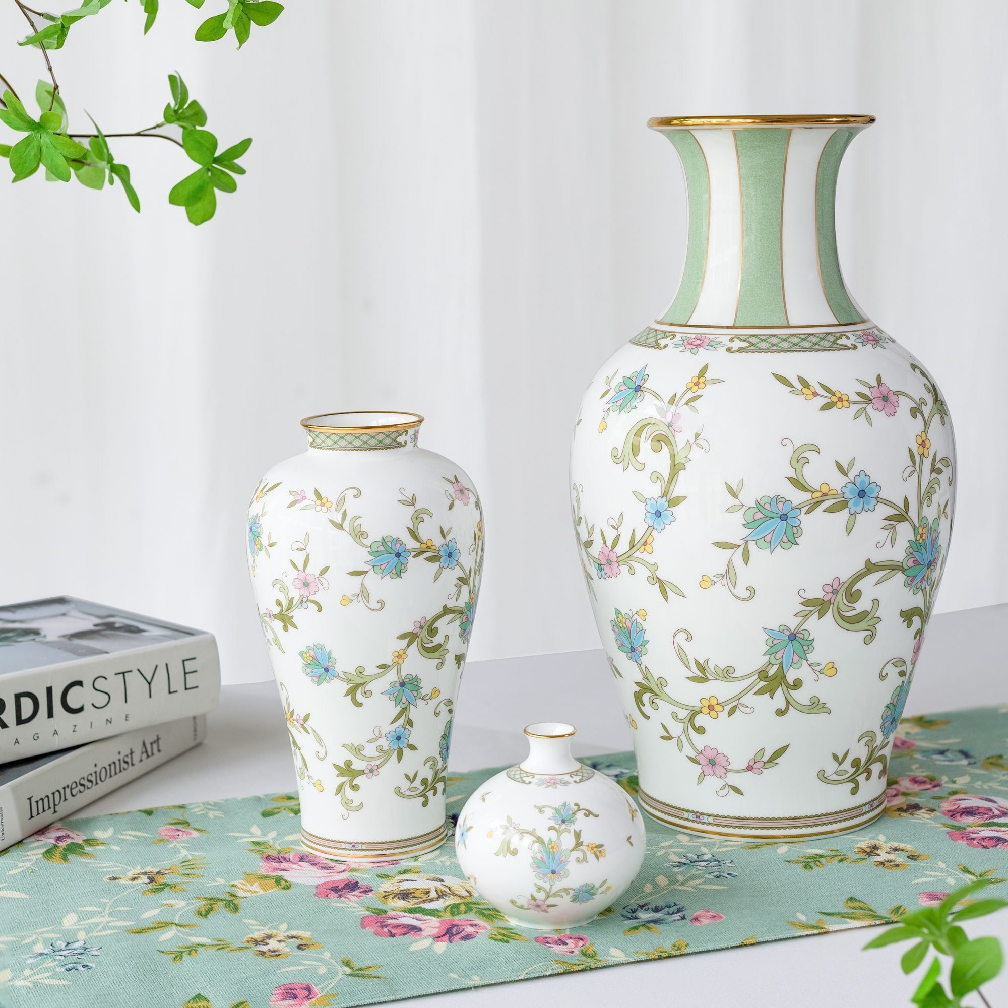 Bình hoa trang trí cao cấp 37cm sứ xương nhập khẩu Nhật Bản | Noritake Yoshino 9983J - T53828
