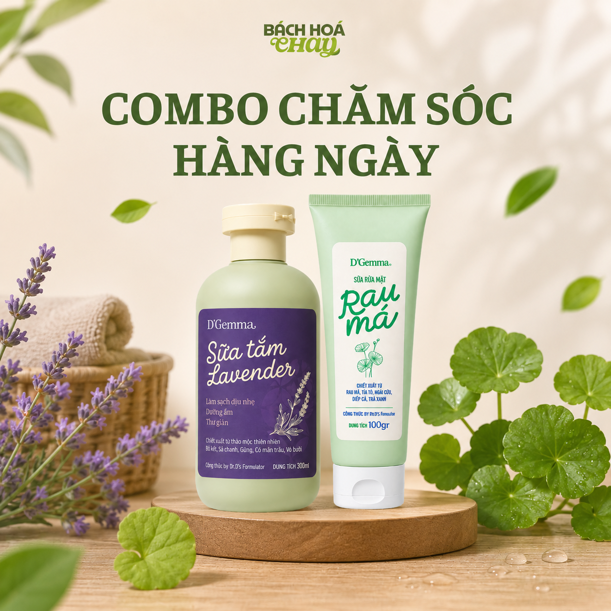  COMBO CHĂM SÓC HÀNG NGÀY – SỮA TẮM HOA OẢI HƯƠNG & SỮA RỬA MẶT RAU MÁ 