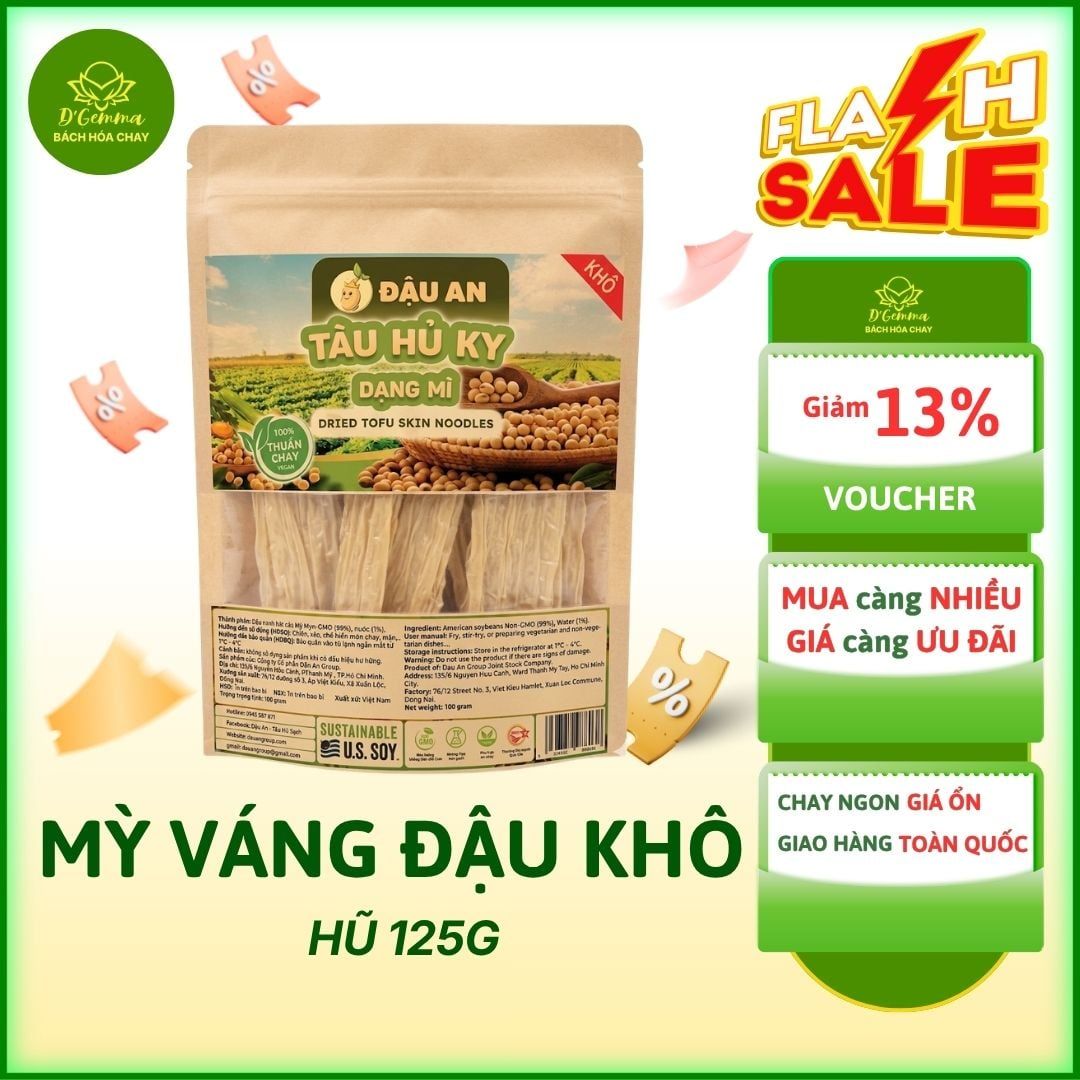  MÌ VÁNG ĐẬU KHÔ DẠNG MÌ TÚI 100G - GIÀU ĐẠM THỰC VẬT DAI NGON DỄ CHẾ BIẾN 