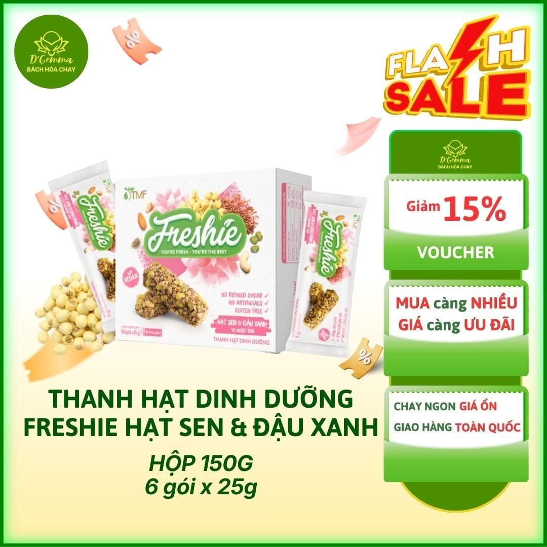  THANH HẠT DINH DƯỠNG FRESHIE HẠT SEN & ĐẬU XANH - SNACK HEALTHY GIÀU DINH DƯỠNG 