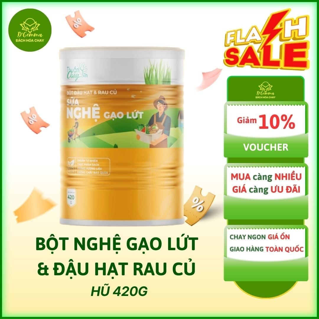 BỘT NGHỆ GẠO LỨT & ĐẬU HẠT RAU CỦ 420G - BỘT DINH DƯỠNG THUẦN CHAY, TỐT CHO BAO TỬ, ĐẸP DÁNG ĐẸP DA 
