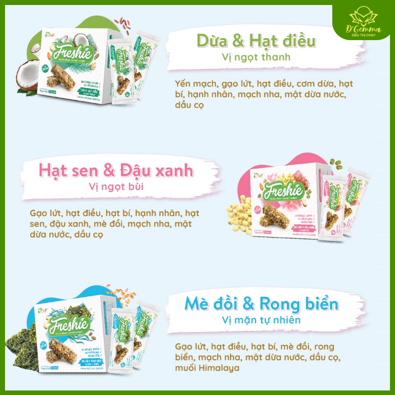  THANH HẠT DINH DƯỠNG FRESHIE HẠT SEN & ĐẬU XANH - SNACK HEALTHY GIÀU DINH DƯỠNG 