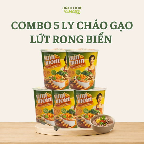  COMBO 5 LY CHÁO GẠO LỨT RONG BIỂN YUMMOM DINH DƯỠNG TIỆN LỢI 