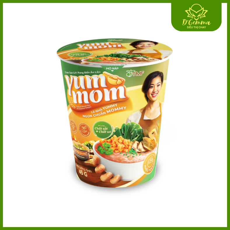  CHÁO GẠO LỨT RONG BIỂN YUMMOM 45G - CHÁO LY ĂN LIỀN TIỆN LỢI 