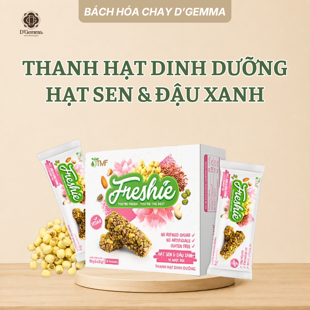  THANH HẠT DINH DƯỠNG FRESHIE HẠT SEN & ĐẬU XANH - SNACK HEALTHY GIÀU DINH DƯỠNG 