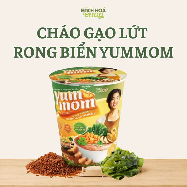  CHÁO GẠO LỨT RONG BIỂN YUMMOM 45G - CHÁO LY ĂN LIỀN TIỆN LỢI 