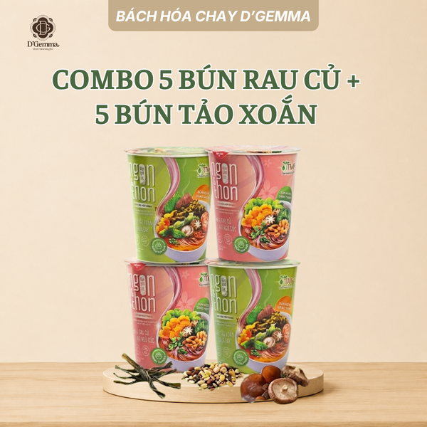  COMBO 5 BÚN RAU CỦ + 5 BÚN TẢO XOẮN 