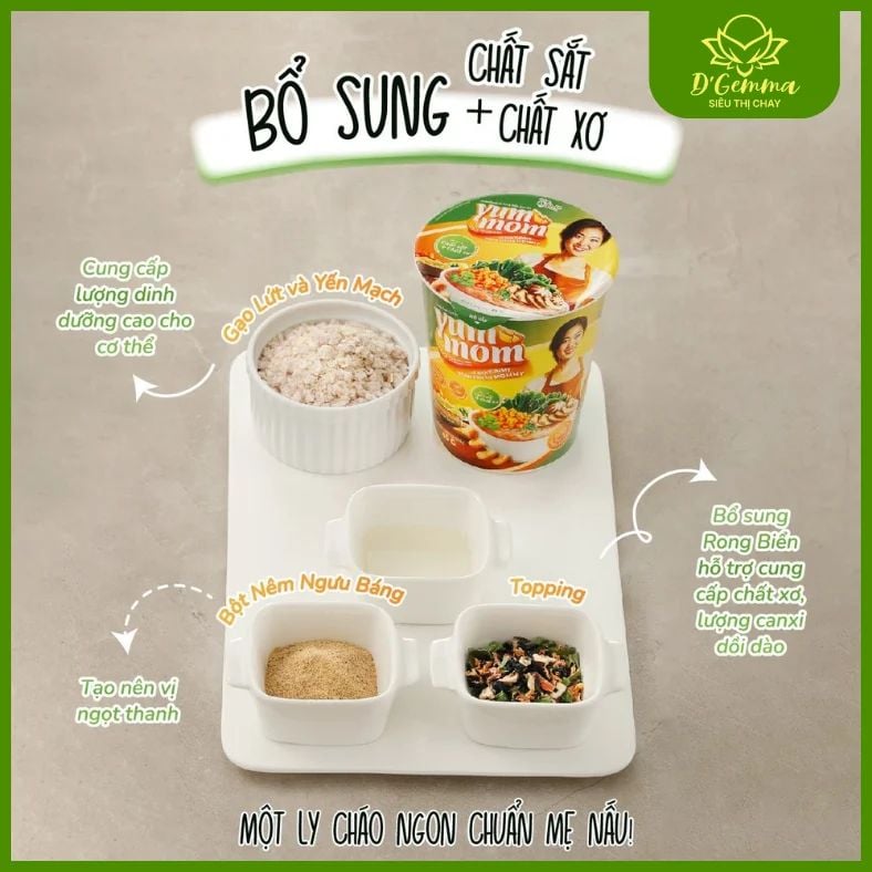  COMBO 3 LY CHÁO GẠO LỨT RONG BIỂN YUMMOM DINH DƯỠNG TIỆN LỢI 