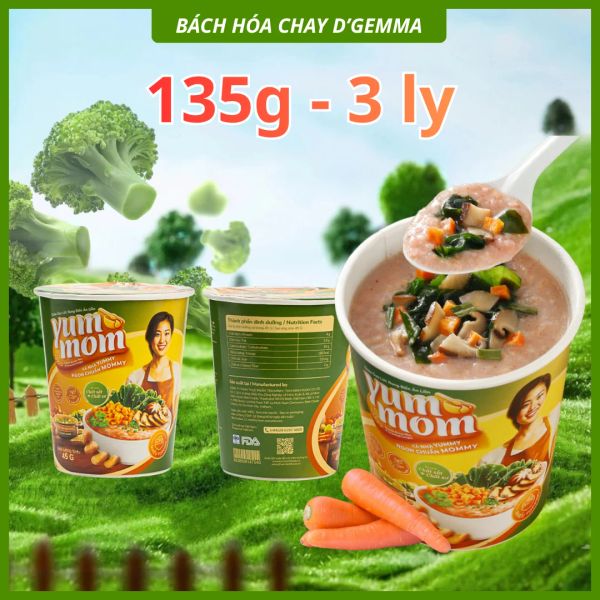  COMBO 3 LY CHÁO GẠO LỨT RONG BIỂN YUMMOM DINH DƯỠNG TIỆN LỢI 