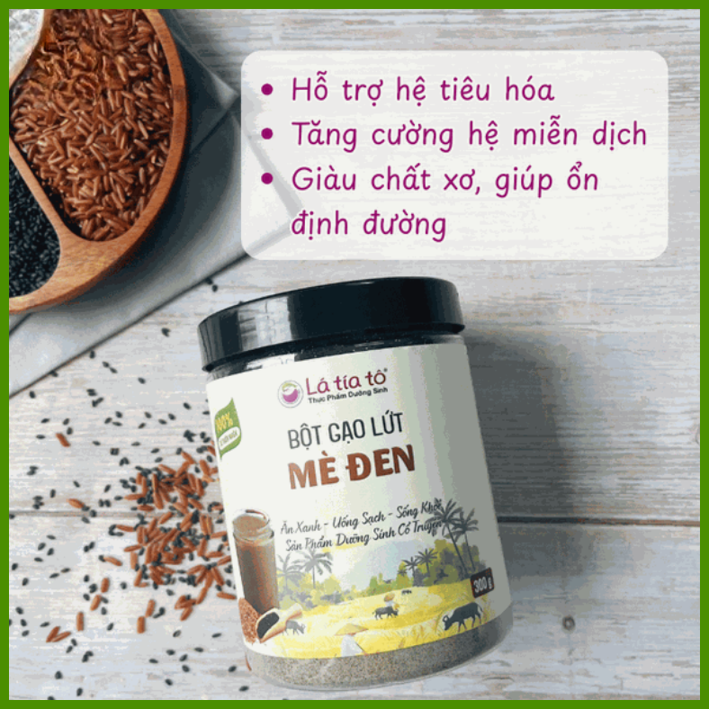  BỘT GẠO LỨT MÈ ĐEN LÁ TÍA TÔ (300G) – CÔNG THỨC VÀNG CHO VÓC DÁNG VÀ LÀN DA 