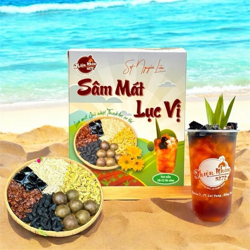  SET NGUYÊN LIỆU SÂM MÁT LỤC VỊ 70G (NẤU 10-12 LÍT) THIỆN NHÂN 5272 - THANH NHIỆT GIẢI KHÁT, TẶNG KÈM HẠT CHIA 