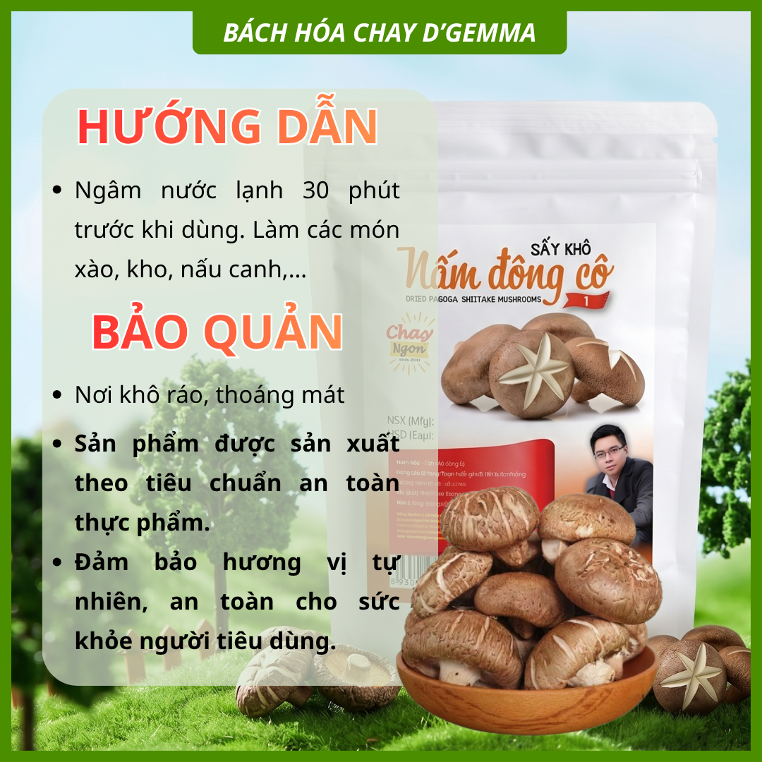  NẤM ĐÔNG CÔ SẤY KHÔ ĐẶC BIỆT - GÓI 100G 