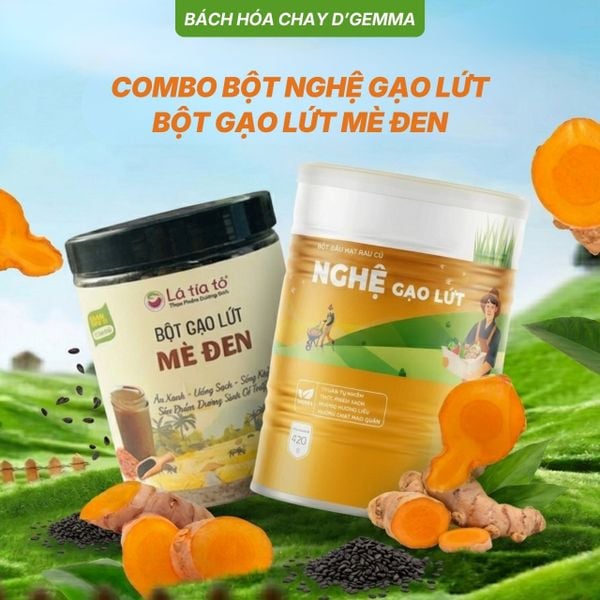  BỘT NGHỆ GẠO LỨT & ĐẬU HẠT RAU CỦ 420G - BỘT DINH DƯỠNG THUẦN CHAY, TỐT CHO BAO TỬ, ĐẸP DÁNG ĐẸP DA 