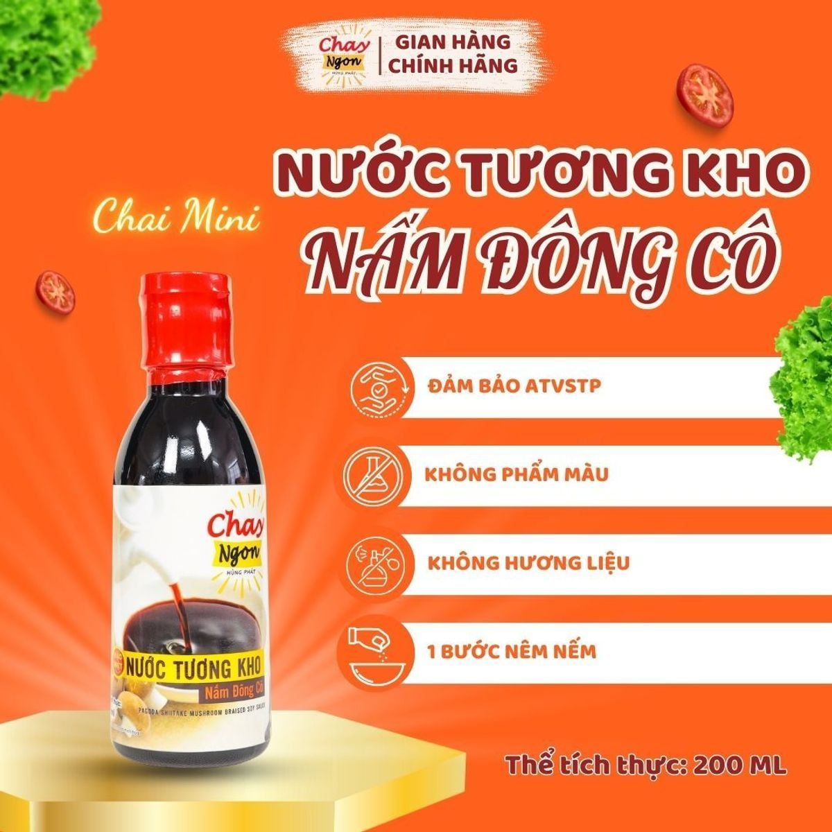  NƯỚC TƯƠNG TỪ NẤM ĐÔNG CÔ CHAY NGON | HÙNG PHÁT – CHAI 200ML 