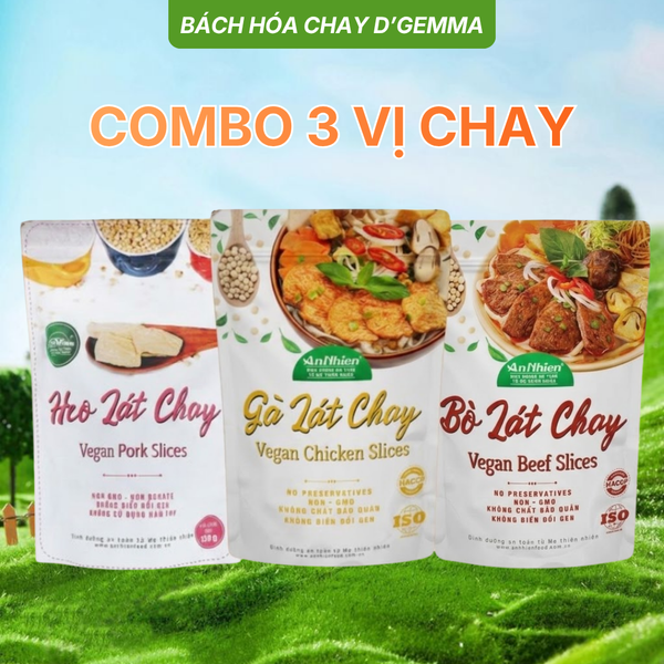  COMBO 3 VỊ CHAY HOÀN HẢO - HEO LÁT, BÒ LÁT, GÀ LÁT 