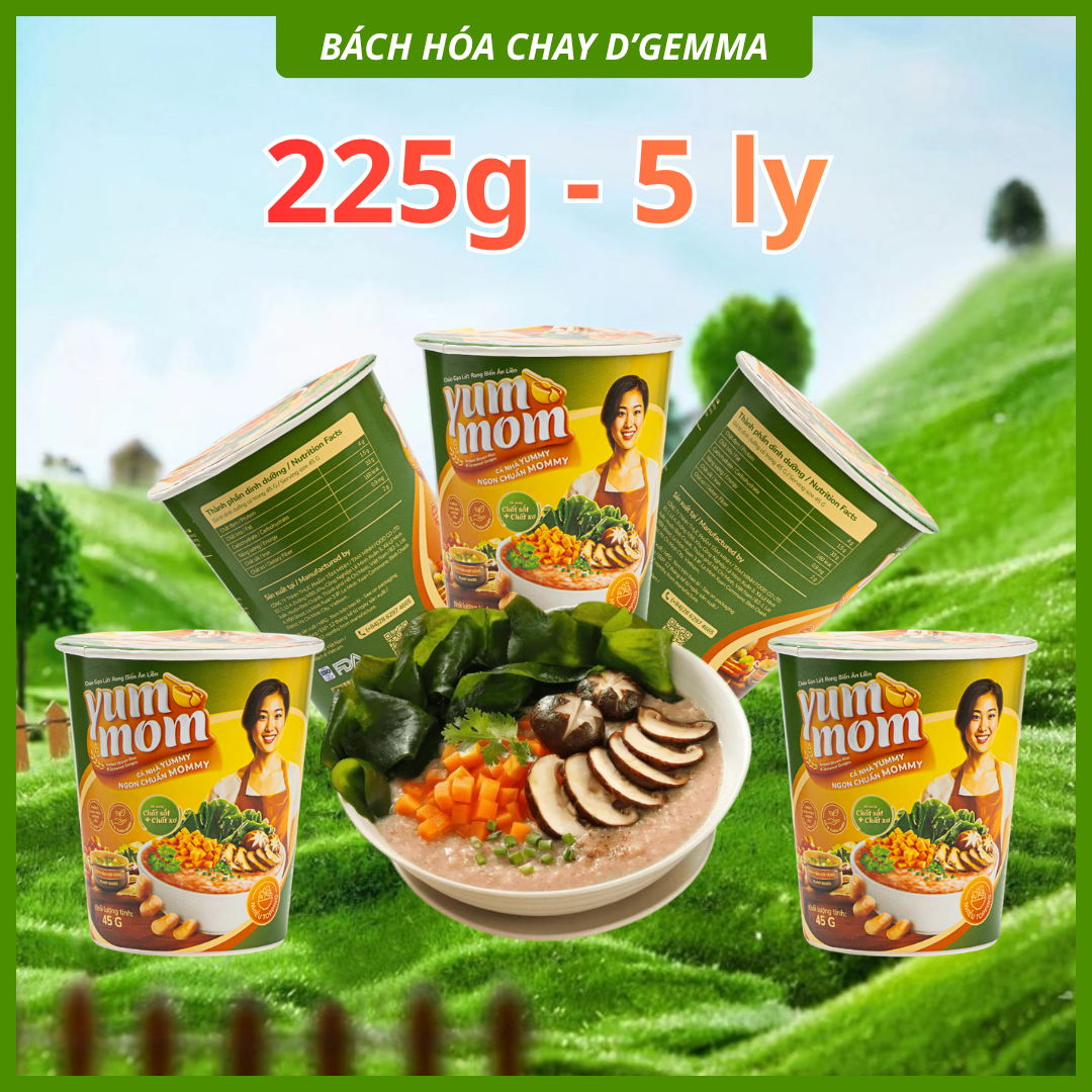  CHÁO GẠO LỨT RONG BIỂN YUMMOM 45G - CHÁO LY ĂN LIỀN TIỆN LỢI 