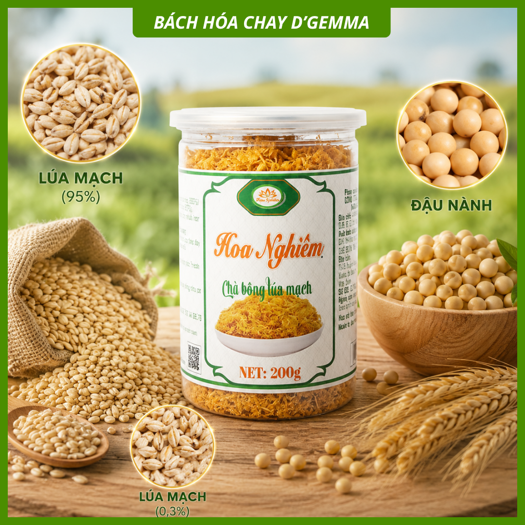  Chà Bông Lúa Mạch HOA NGHIÊM - Ruốc Chay Thơm Ngon, Giàu Dinh Dưỡng (200g) 