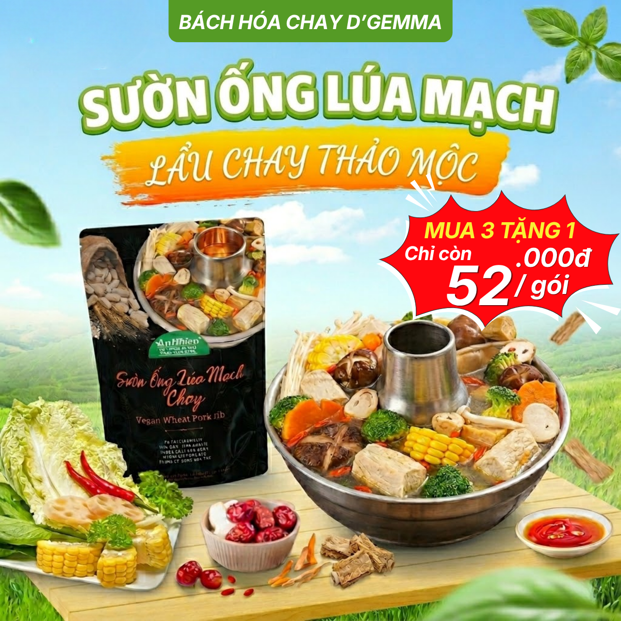  SƯỜN ỐNG LÚA MẠCH CHAY AN NHIÊN FOOD 150G 