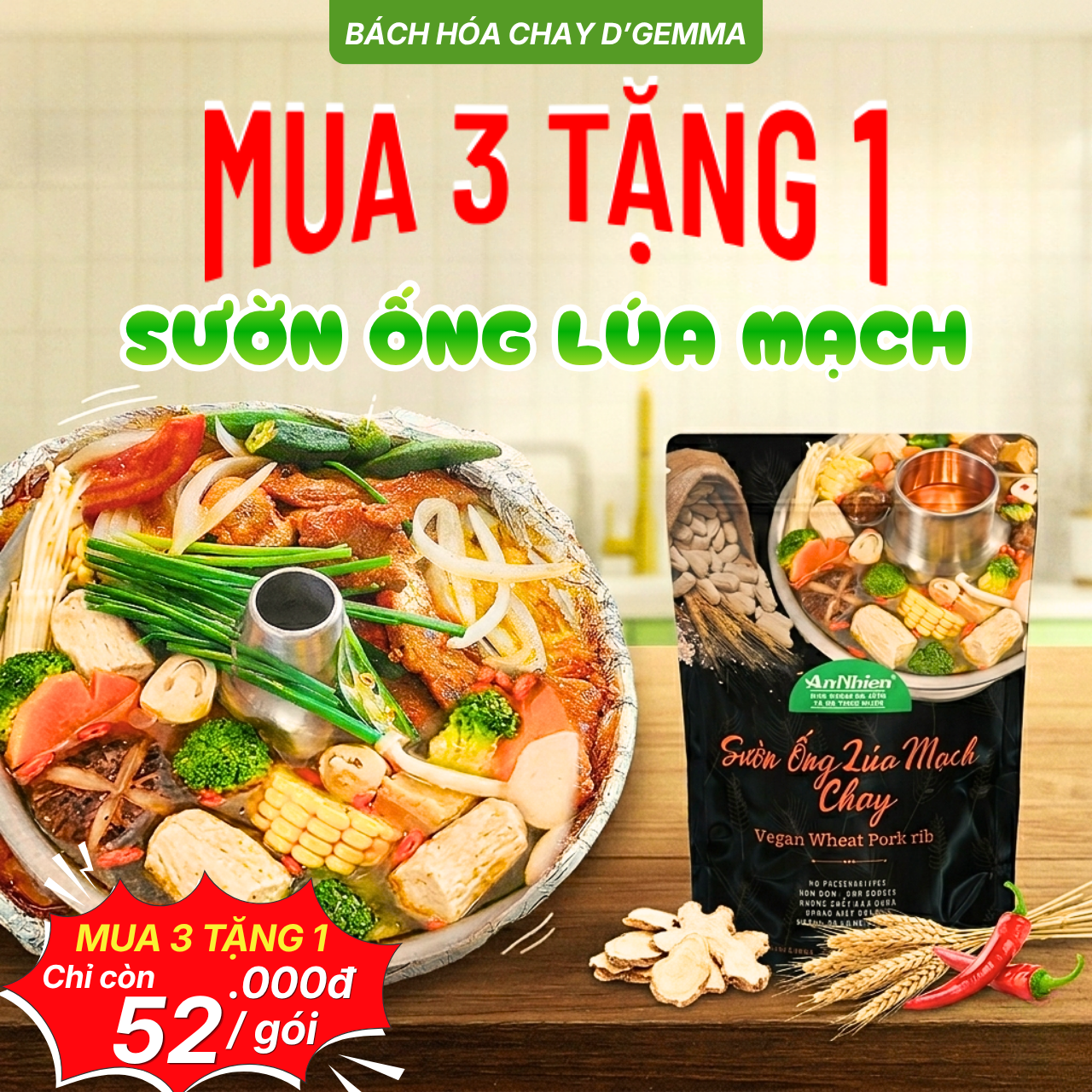  SƯỜN ỐNG LÚA MẠCH CHAY AN NHIÊN FOOD 150G 