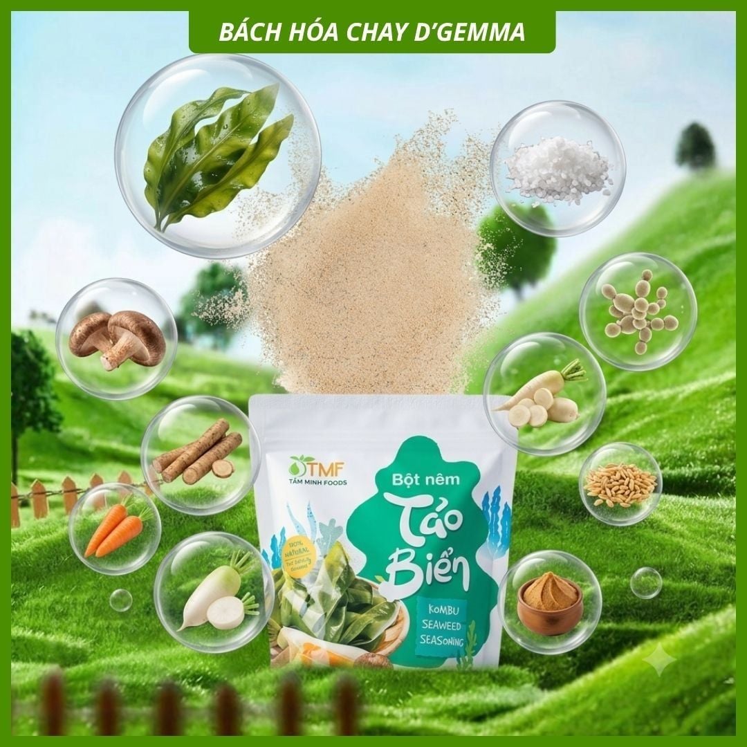 BỘT NÊM TẢO BIỂN CHAY TƯ NHIÊN KHÔNG BỘT NGỌT  | D’GEMMA 150G 