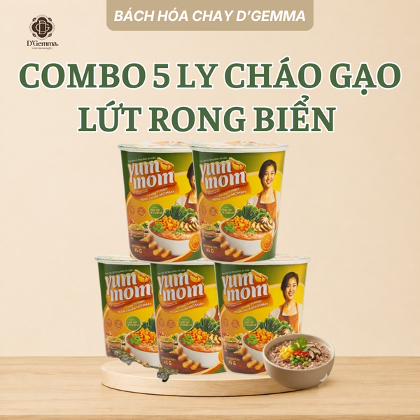  COMBO 5 LY CHÁO GẠO LỨT RONG BIỂN YUMMOM DINH DƯỠNG TIỆN LỢI 