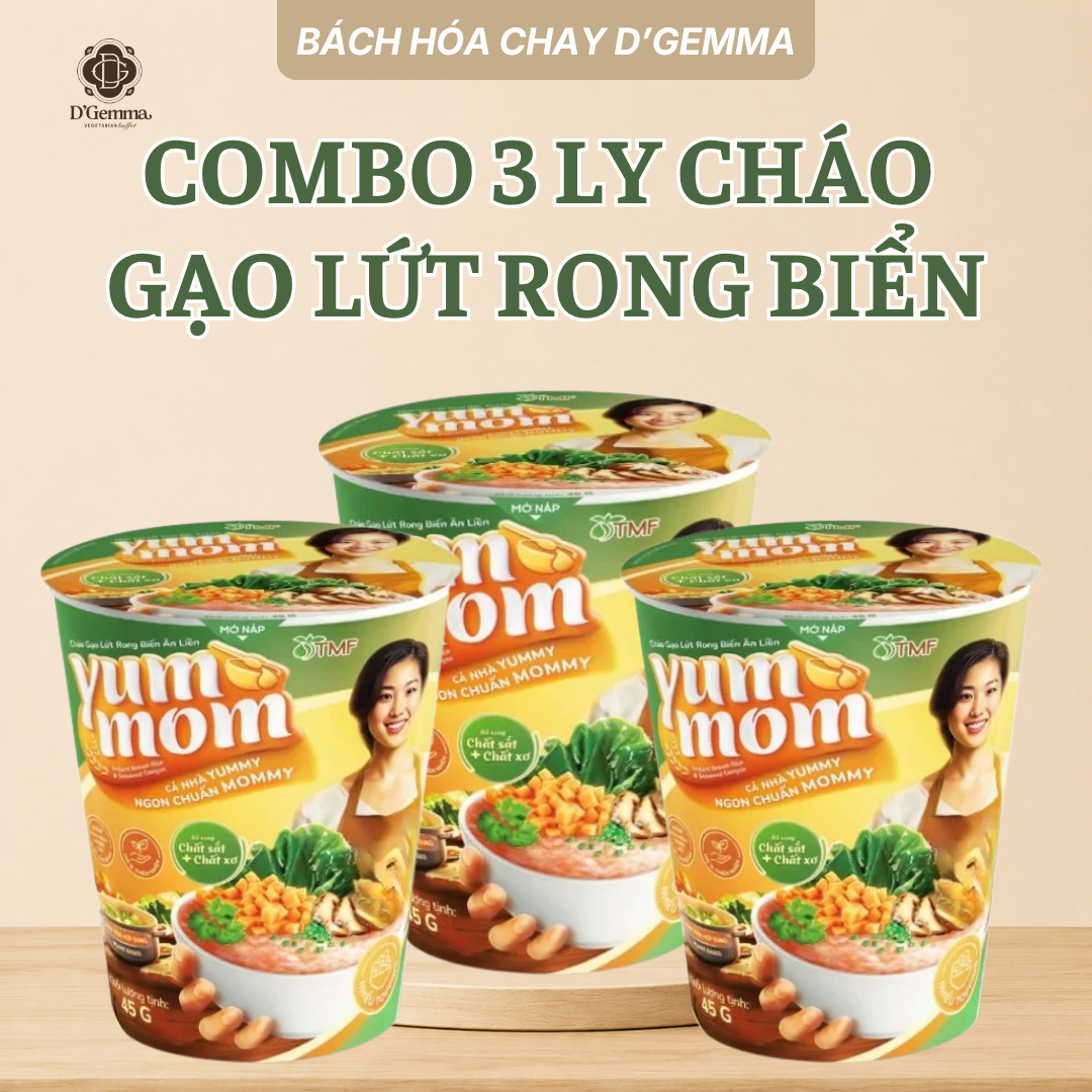  COMBO 3 LY CHÁO GẠO LỨT RONG BIỂN YUMMOM DINH DƯỠNG TIỆN LỢI 