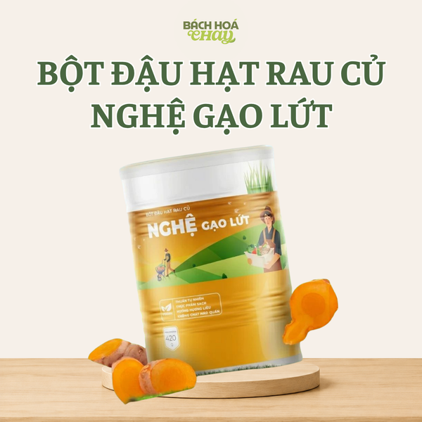  BỘT NGHỆ GẠO LỨT & ĐẬU HẠT RAU CỦ 420G - BỘT DINH DƯỠNG THUẦN CHAY, TỐT CHO BAO TỬ, ĐẸP DÁNG ĐẸP DA 