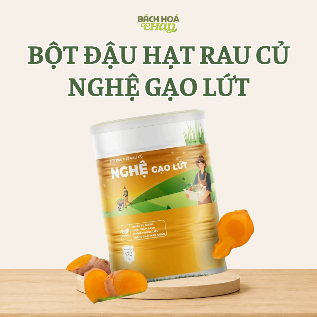  BỘT NGHỆ GẠO LỨT & ĐẬU HẠT RAU CỦ 420G - BỘT DINH DƯỠNG THUẦN CHAY, TỐT CHO BAO TỬ, ĐẸP DÁNG ĐẸP DA 