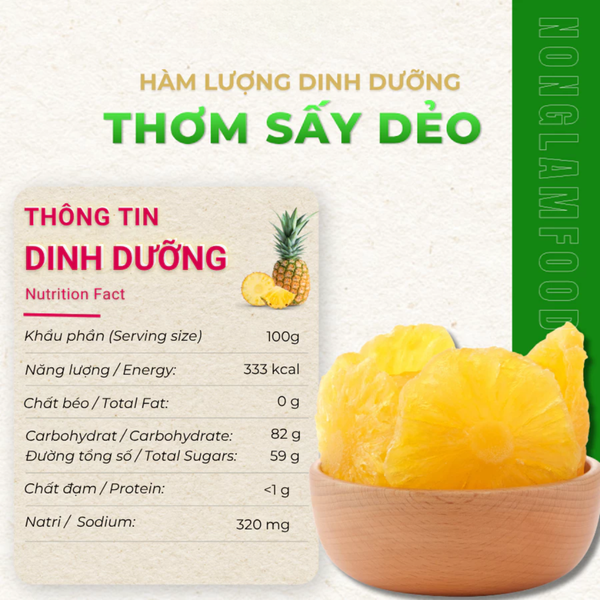  THƠM SẤY DẺO NONGLAMFOOD 200G – CHUA NGỌT TỰ NHIÊN 