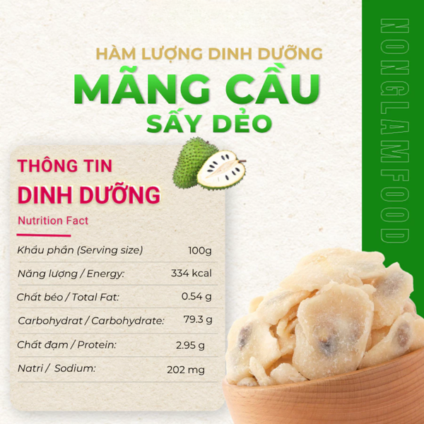  MÃNG CẦU SẤY DẺO NONGLAMFOOD 100G – DẺO MỀM, CHUA NGỌT TỰ NHIÊN 